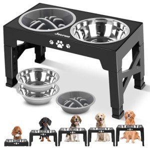 Jovrun Adjustable Elevated Dog Bowl Set