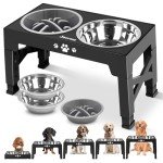 Jovrun Adjustable Elevated Dog Bowl Set