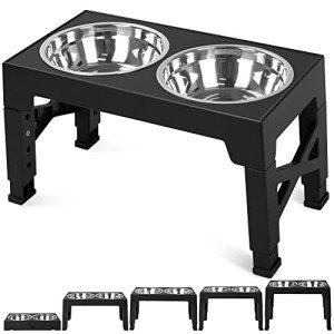 Adjustable Elevated Dog Bowls with Stainless Steel Bowls