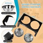 Adjustable Elevated Dog Bowls with Stainless Steel Bowls
