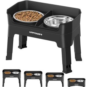 URPOWER Adjustable Elevated Dog Bowls with Food Bowls