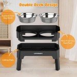 URPOWER Adjustable Elevated Dog Bowls with Food Bowls