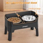 URPOWER Adjustable Elevated Dog Bowls with Food Bowls