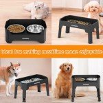 URPOWER Adjustable Elevated Dog Bowls with Food Bowls