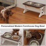 Farmhouse Style Elevated Dog Bowl Stand with Bowls