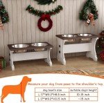 Farmhouse Style Elevated Dog Bowl Stand with Bowls