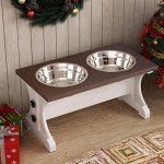 Farmhouse Style Elevated Dog Bowl Stand with Bowls