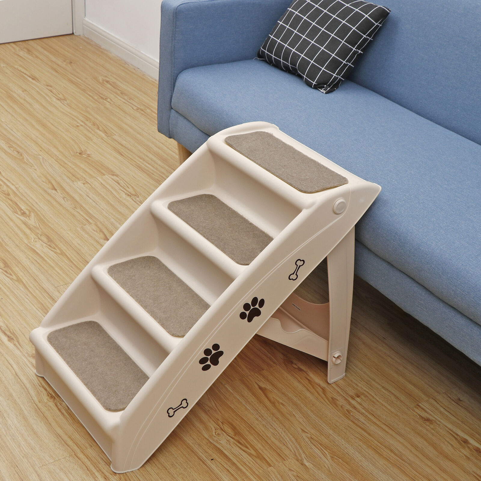 Foldable Dog Stairs with Support Frame