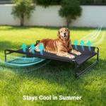 Large Black Cooling Elevated Dog Bed for Outdoor Use