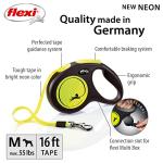 Neon Tape Retractable Dog Leash - 16 ft