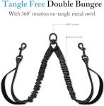 Heavy Duty Double Dog Leash - Tangle-Free Bungee