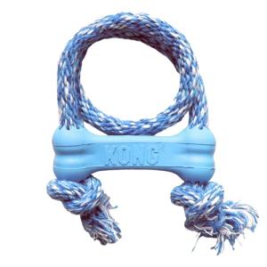 KONG Puppy Goodie Bone with Rope Toy - Blue