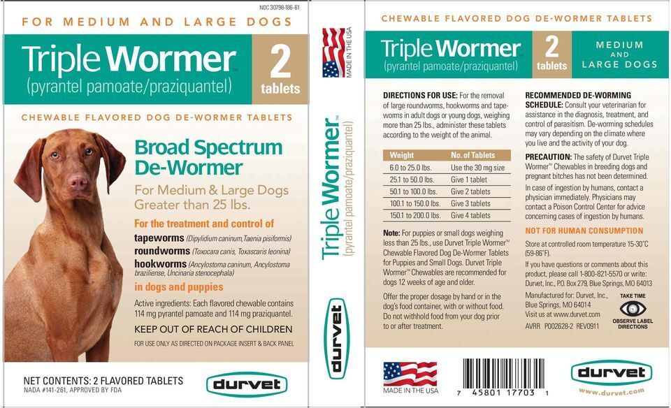 Durvet Triple Wormer 7 Way Dog Puppy De-wormer