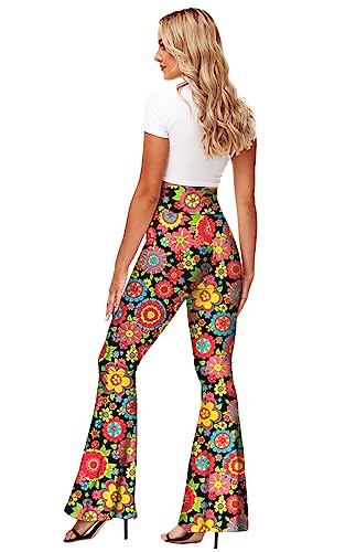 Women's 60s Groovy Floral Flare Pants
