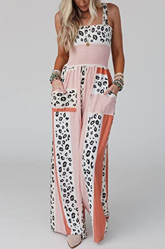 Leopard Color Block Women's High Waist Jumpsuit