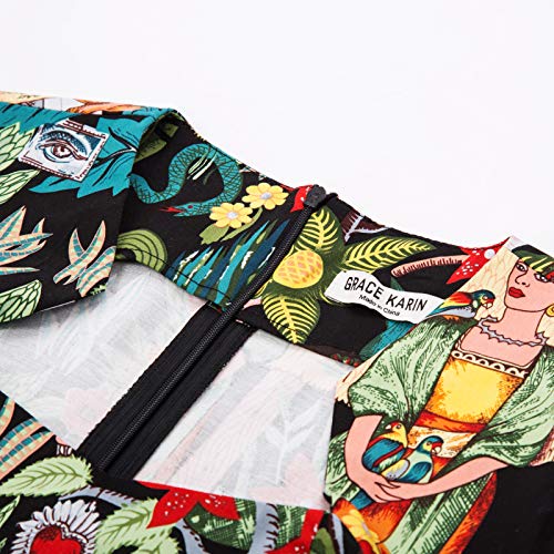 Vintage Printed Leaves Pencil Dress - Cap Sleeve