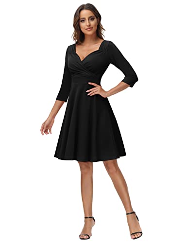 Black 50s 60s Vintage Swing Party Dress - Size S