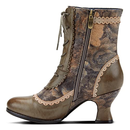 Vintage Olive Multi Floral Ankle Boot, Women's 7.5-8