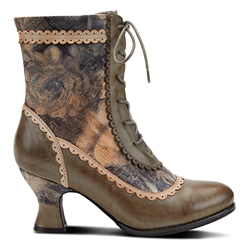 Vintage Olive Multi Floral Ankle Boot, Women's 7.5-8