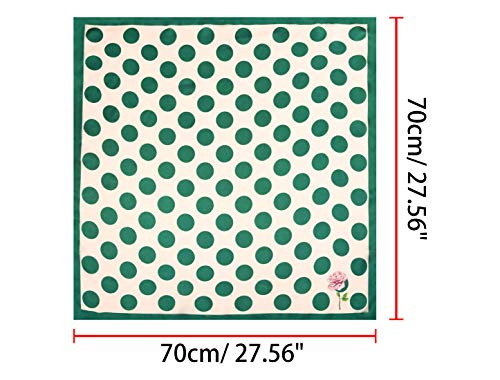 Retro Green Polka Dot Square Scarf for Women