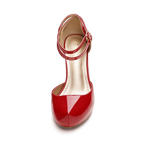 Vintage Red Mary Jane Almond Toe Heels