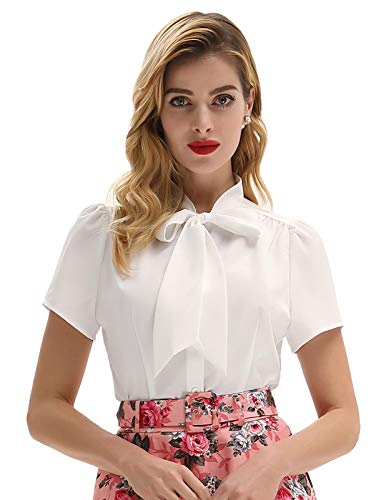 Ivory Retro Blouses for Plus Size Ladies