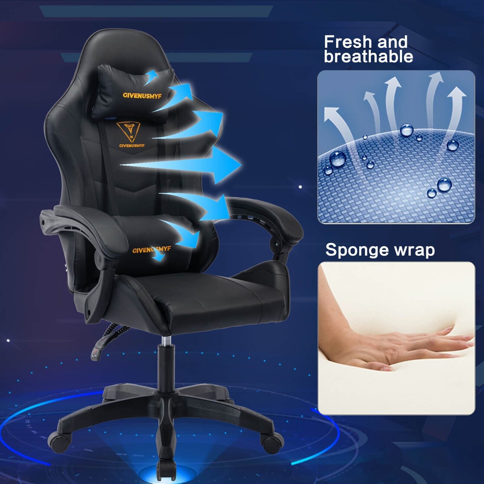 Ergonomic Swivel Gaming Chair with Recliner