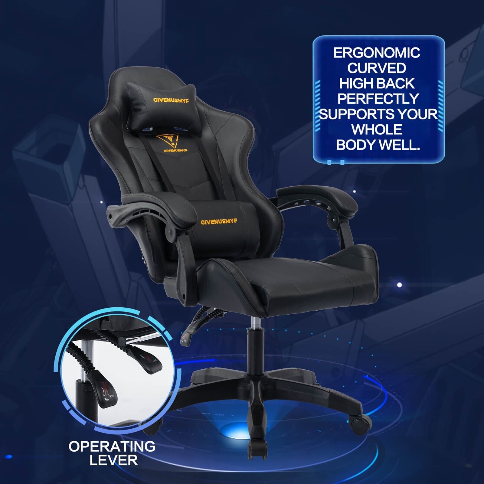 Ergonomic Swivel Gaming Chair with Recliner