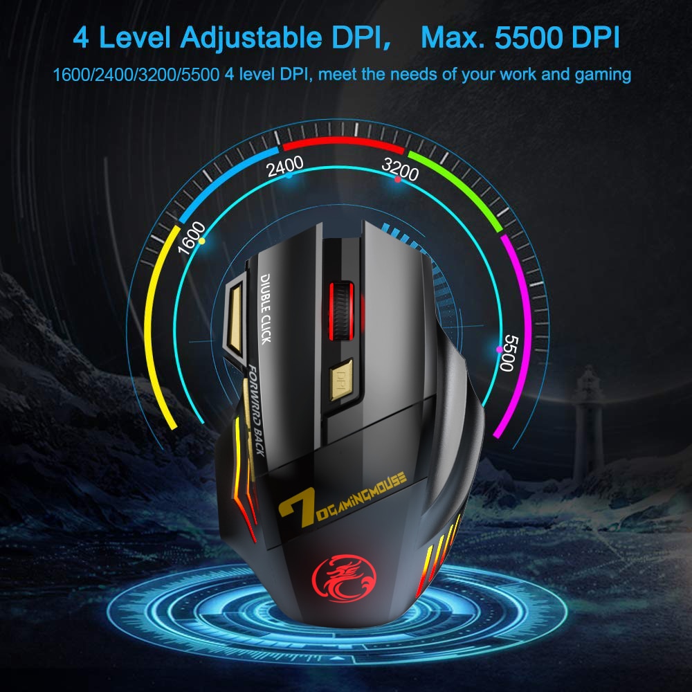 Wireless RGB Gaming Mouse with Ergonomic Design