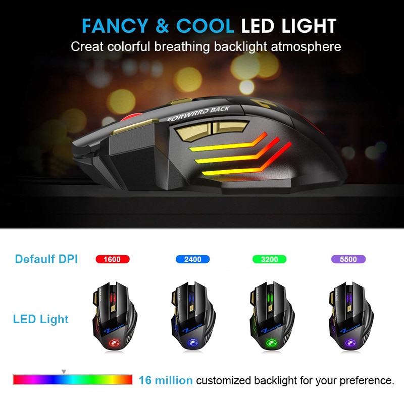 Wireless RGB Gaming Mouse with Ergonomic Design