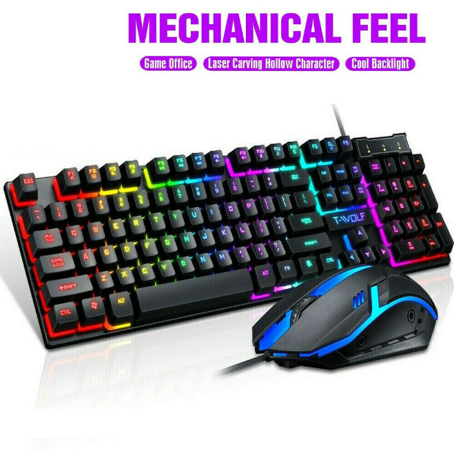 Ergonomic Gaming Keyboard and Mouse Combo with RGB LED
