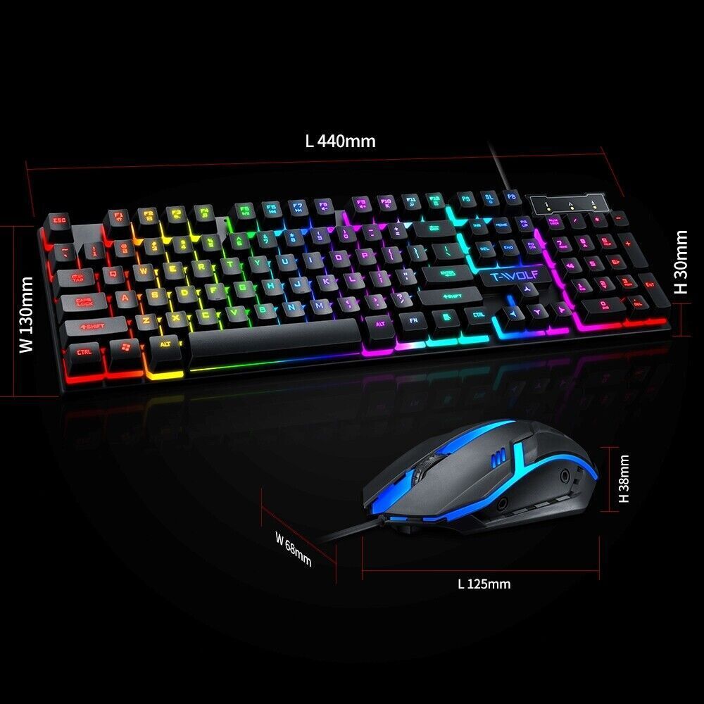 Ergonomic Gaming Keyboard and Mouse Combo with RGB LED