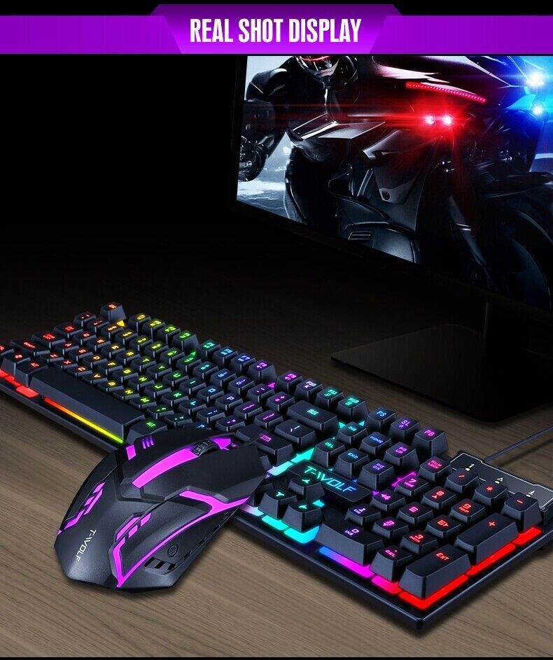 Ergonomic Gaming Keyboard and Mouse Combo with RGB LED
