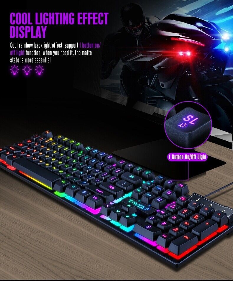 Ergonomic Gaming Keyboard and Mouse Combo with RGB LED