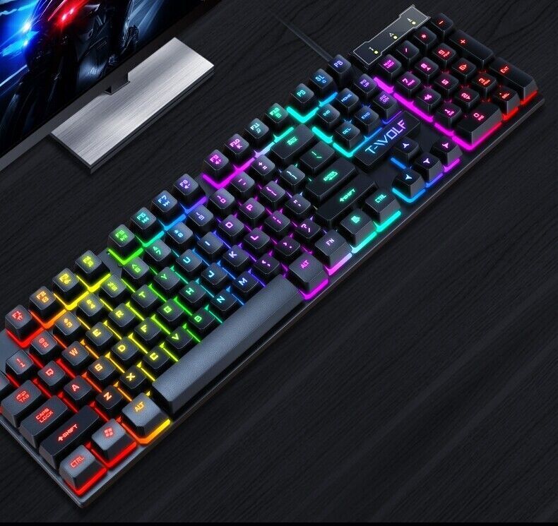 Ergonomic Gaming Keyboard and Mouse Combo with RGB LED