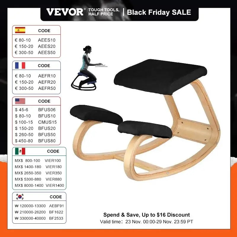 Wooden Rocking Kneeling Chair for Ergonomic Posture