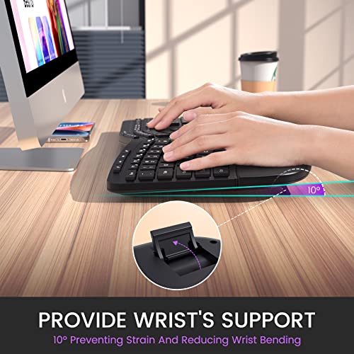 Wireless Split Keyboard with Trackball & Wrist Rest