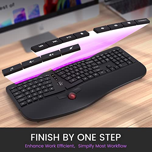 Wireless Split Keyboard with Trackball & Wrist Rest