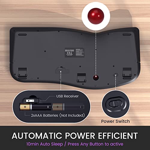 Wireless Split Keyboard with Trackball & Wrist Rest
