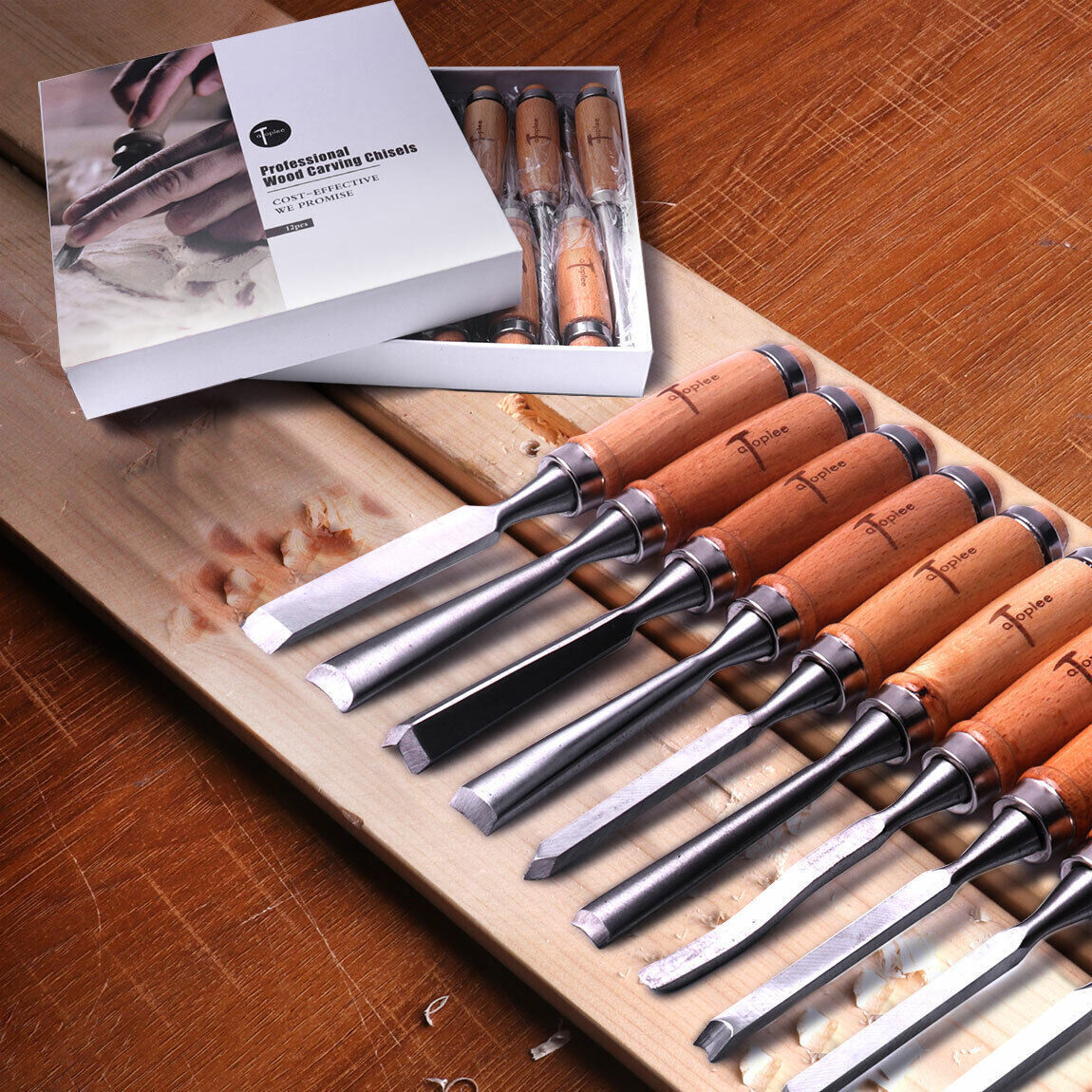 12-Piece Professional Woodworking Chisel Tool Set
