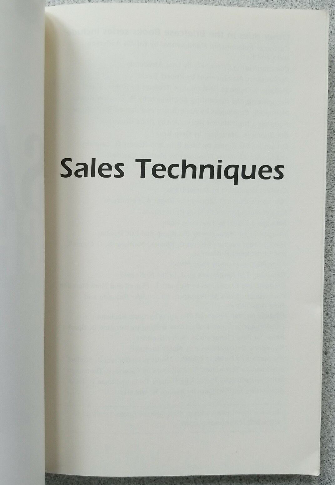 Sales Techniques (Briefcase Books Series)