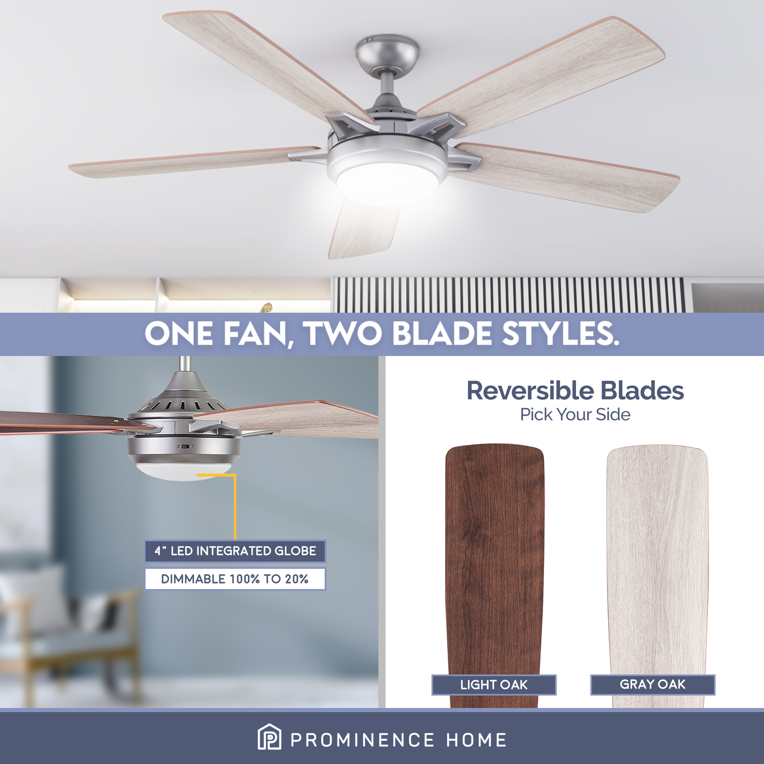 Smart 52" Ceiling Fan with Light & Remote