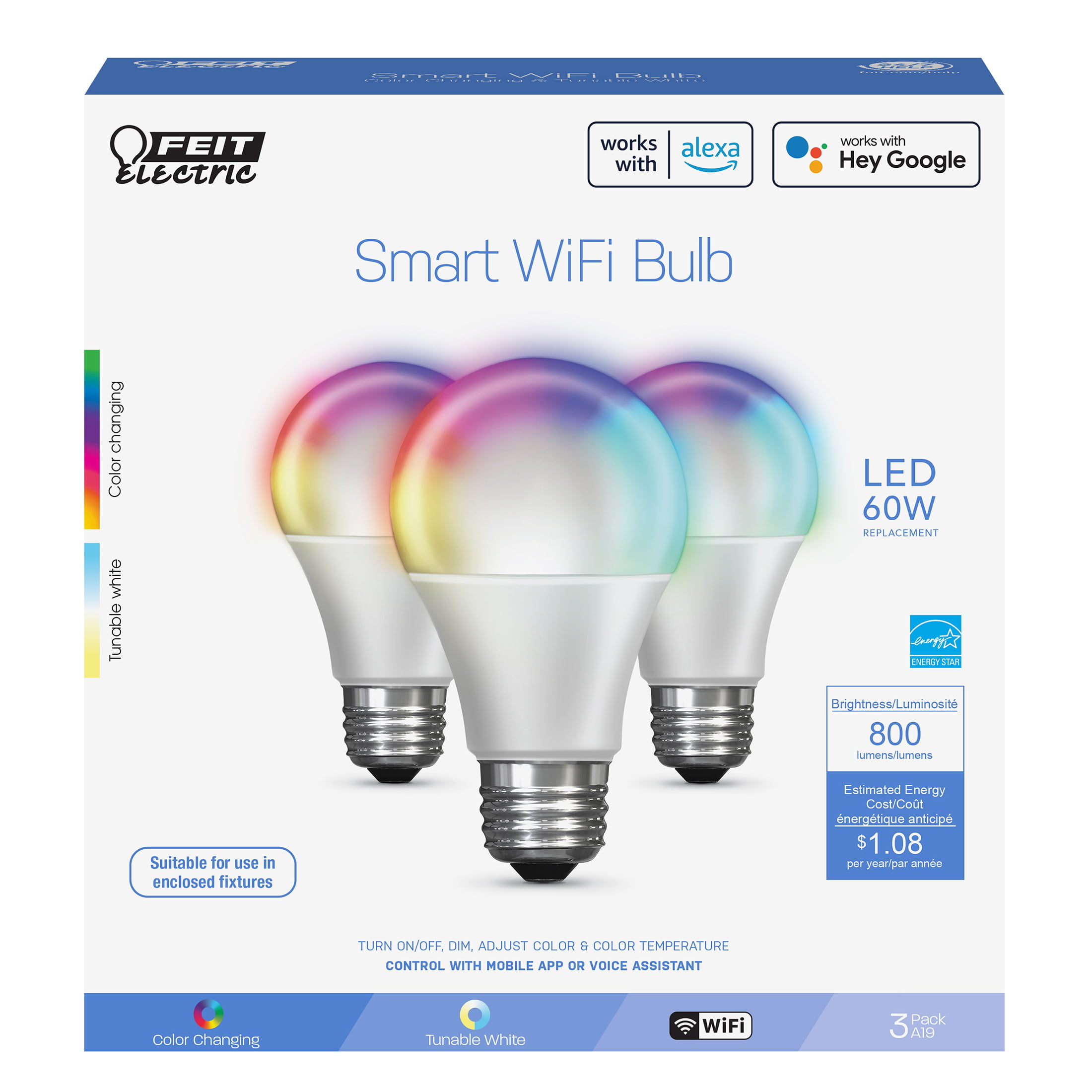 Feit Smart LED Color Selectable Bulbs (3 Pack)