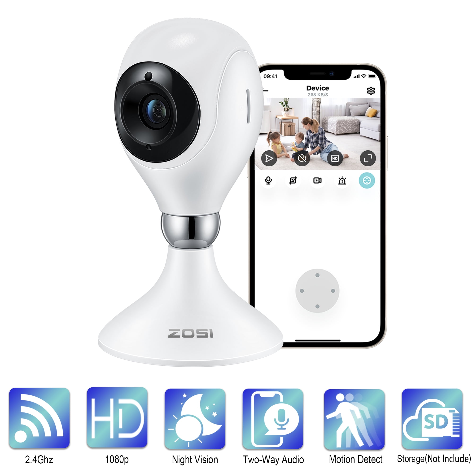 WiFi Security Camera with Night Vision & Audio