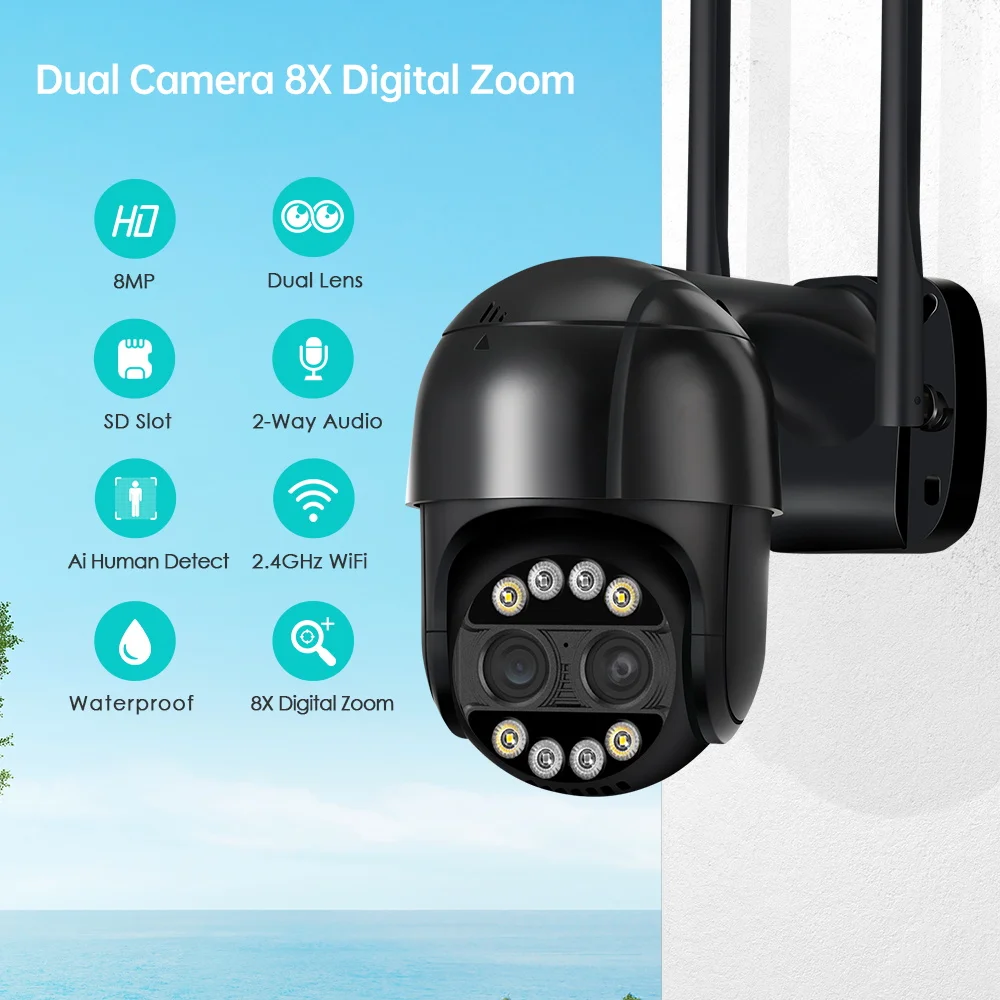 BESDER Dual-Lens PTZ IP Camera with Human Detection