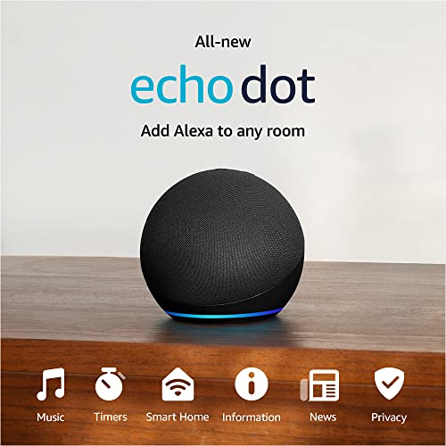 Echo Dot 5th Gen | Enhanced Sound, Routines, Alexa | Charcoal