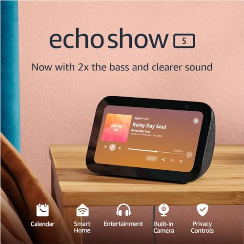 Echo Show 5 (3rd Gen, 2023) | Smart Display with Enhanced Sound & Bass