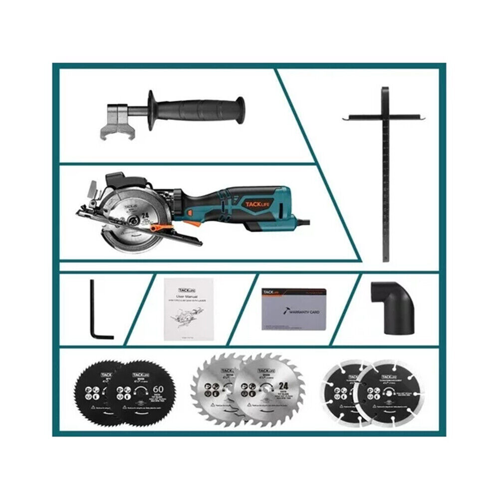 Compact Circular Saw with Metal Handle & 6 Blades