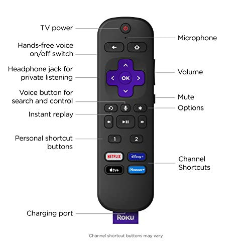 Roku Express 4K Pro with Voice Remote - Streaming Device 4K/HDR, Rechargeable & Hands-Free Control