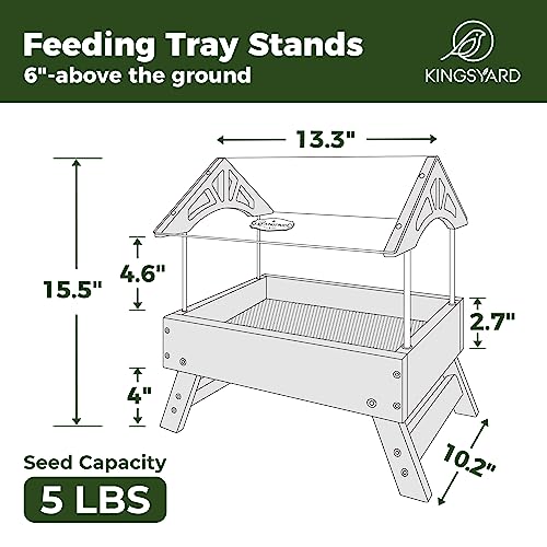 Kingsyard Ground Bird Feeder - Recycled Platform, Large Capacity